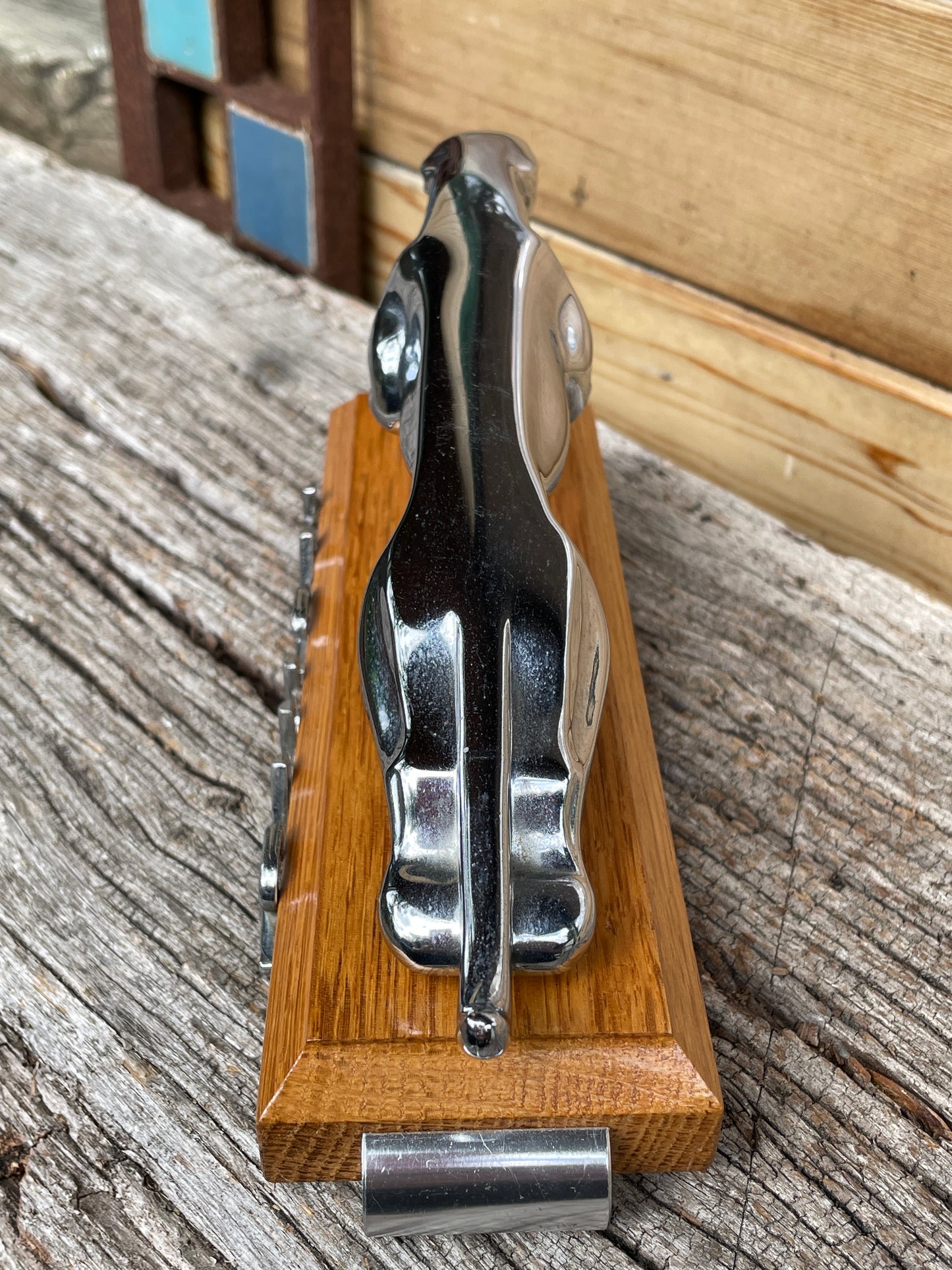 Original Wilmot Breedon Jaguar car mascot - mounted on oak plinth c1955