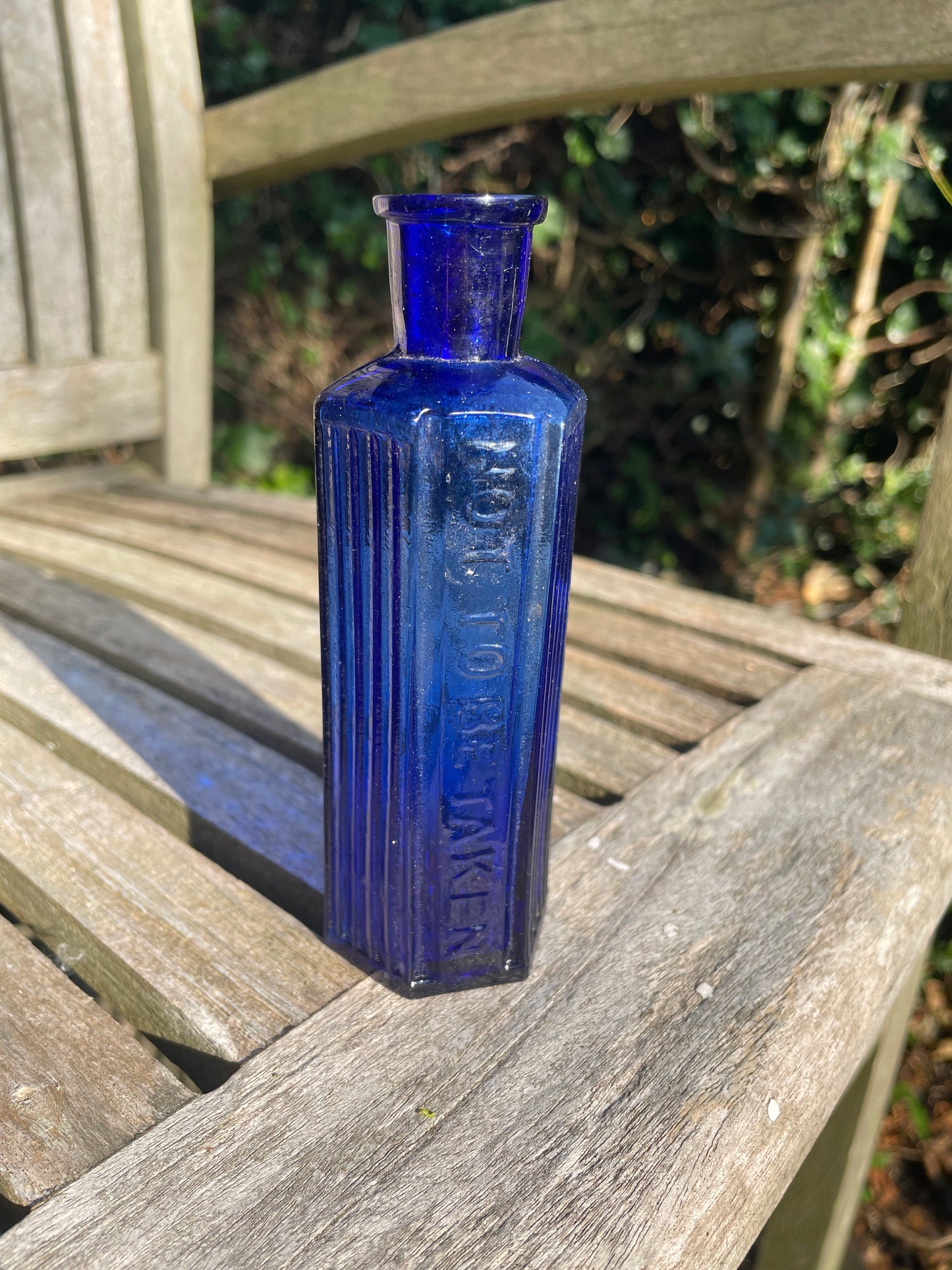Victorian cobalt blue hexagonal 'Not To Be Taken' Poison Bottle c1890's