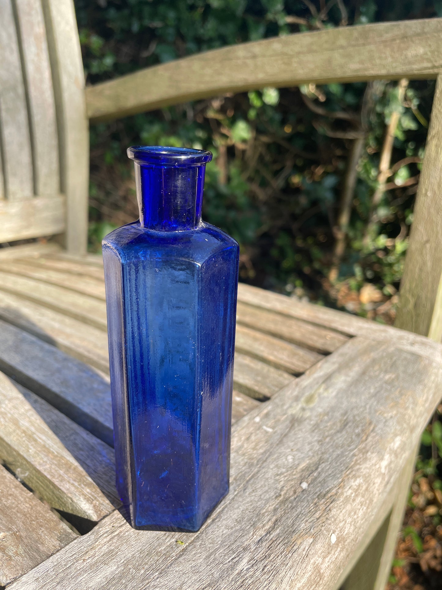 Victorian cobalt blue hexagonal 'Not To Be Taken' Poison Bottle c1890's