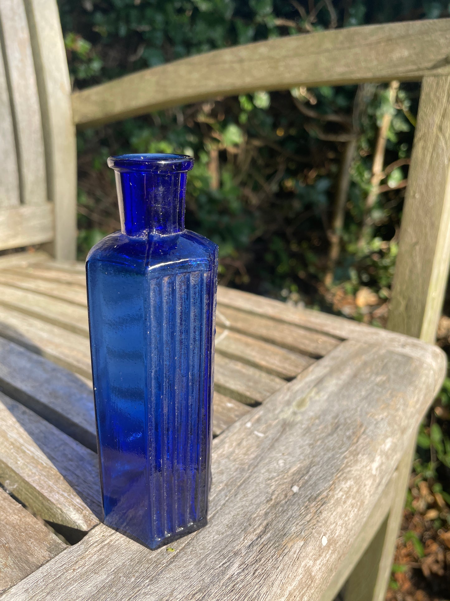 Victorian cobalt blue hexagonal 'Not To Be Taken' Poison Bottle c1890's