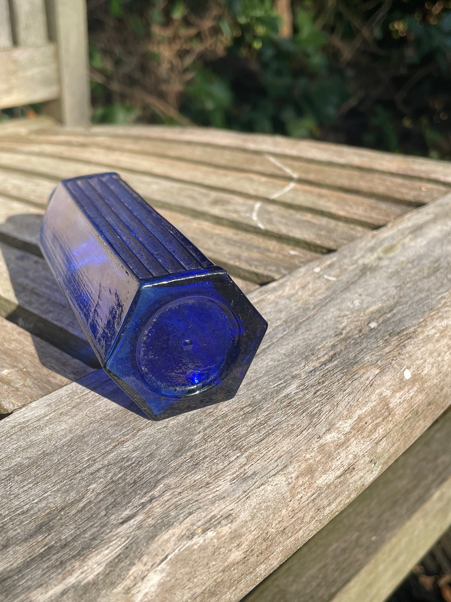 Victorian cobalt blue hexagonal 'Not To Be Taken' Poison Bottle c1890's