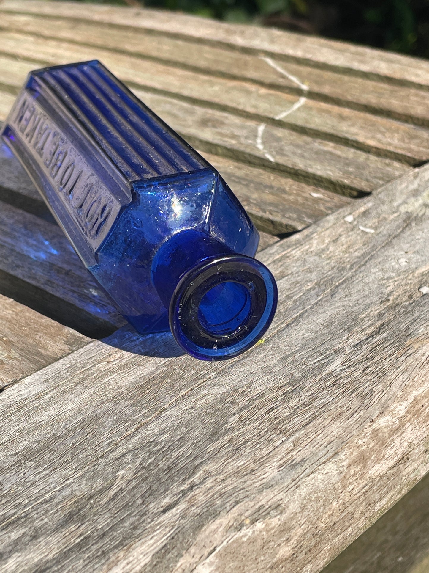 Victorian cobalt blue hexagonal 'Not To Be Taken' Poison Bottle c1890's