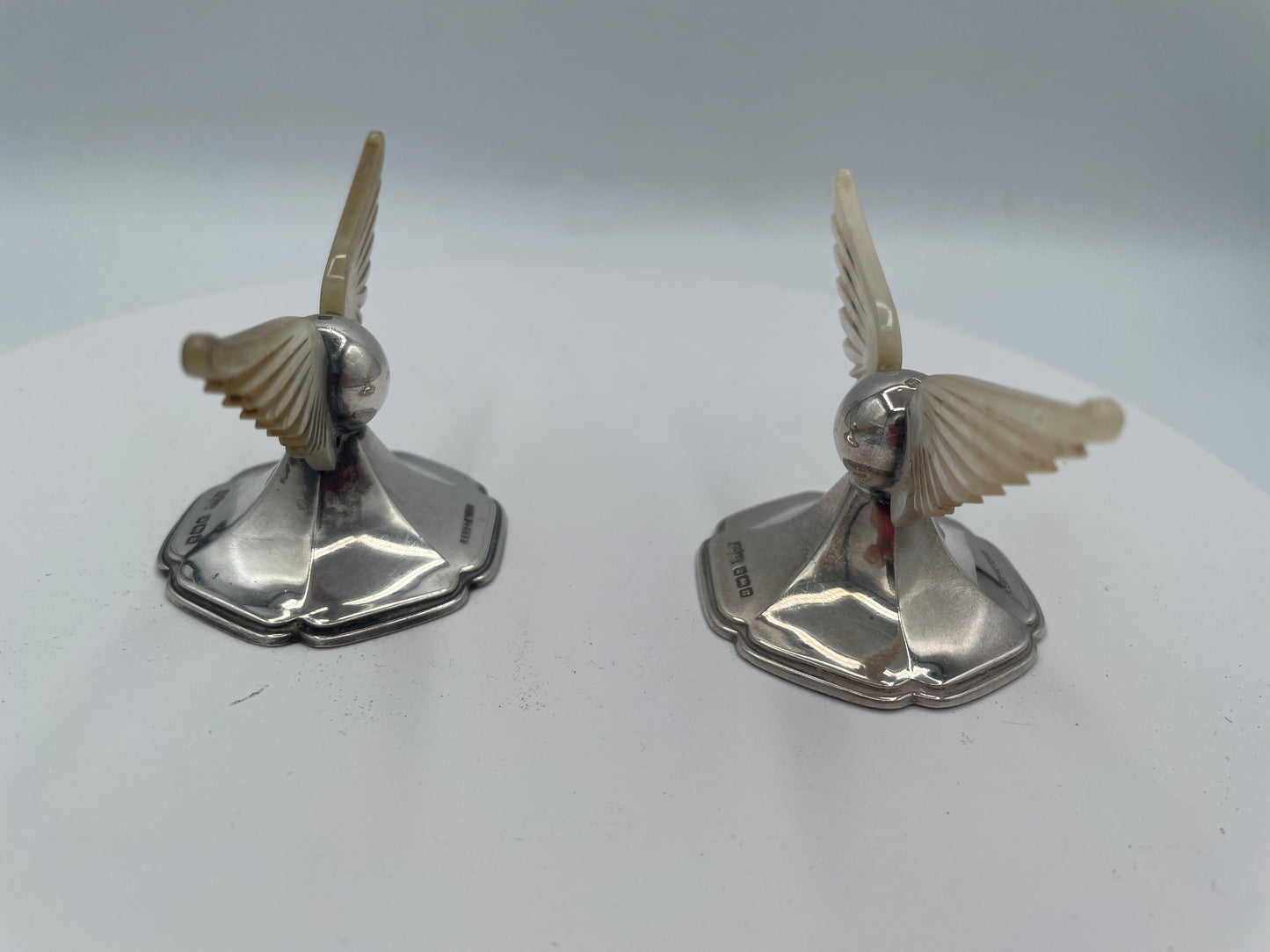 Rare Hallmarked Sterling Silver and Mother of Pearl Knife Rests by James Dixon and Sons