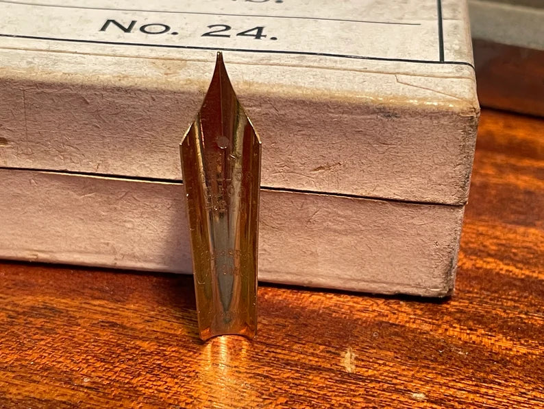 Vintage Perry & Co. No. 24 Nib – 18ct Rolled Gold Dip Pen Nib, London Writing Tool
