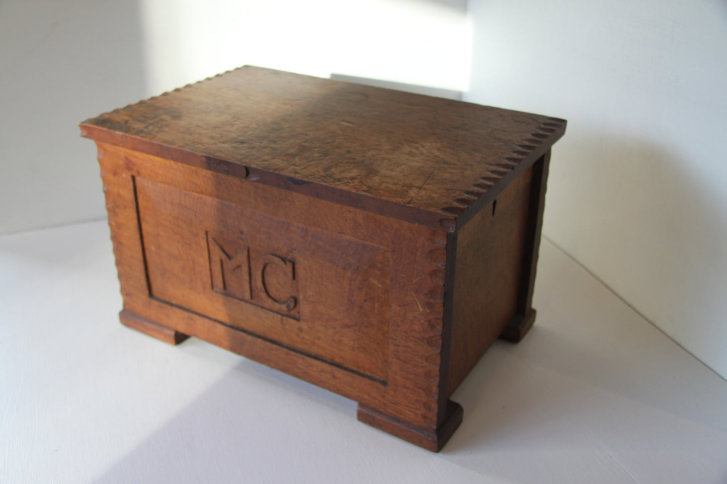 Gothic style oak jewellery box