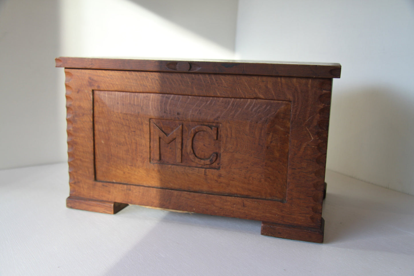 Gothic style oak jewellery box