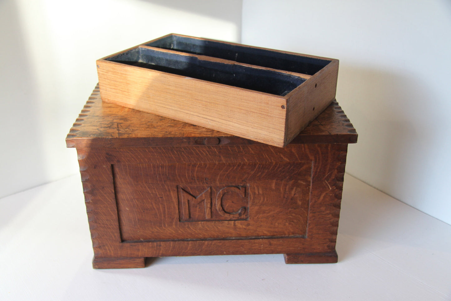 Gothic style oak jewellery box