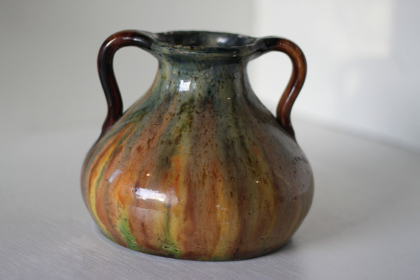 A One Off Two Handled Art Pottery Vase 13.5 cm tall