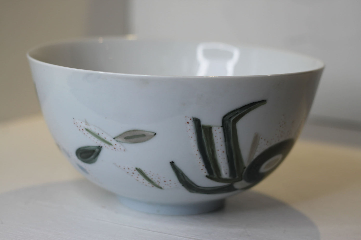 A Royal Copenhagen, Danish Porcelain Footed Bowl, Hand Painted With Stylised Birds, Dated 1958 to The Base, 12cm High x 23cm in Diameter