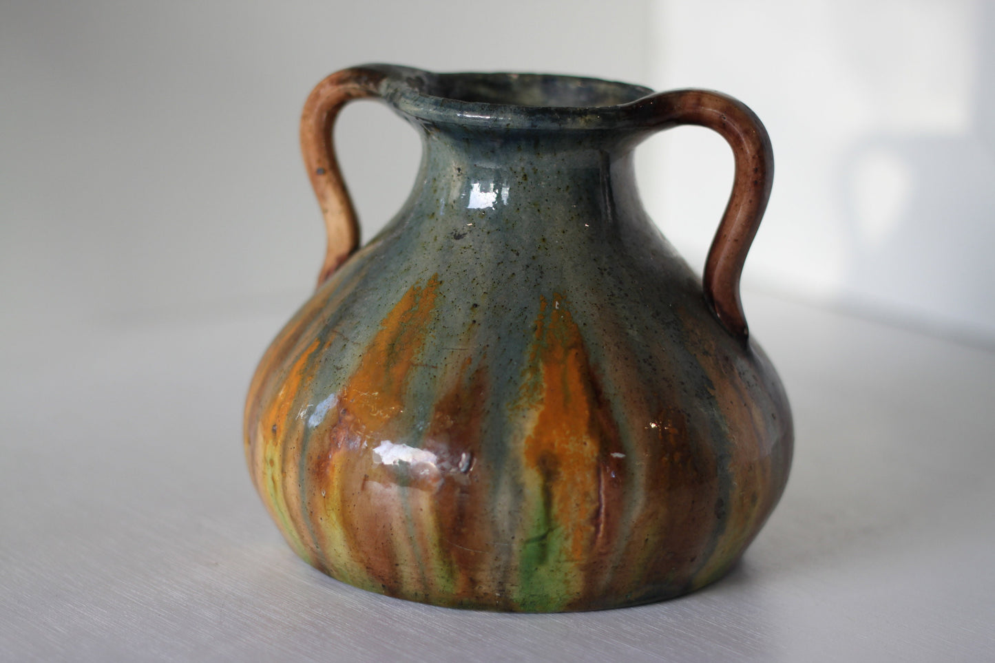 A One Off Two Handled Art Pottery Vase 13.5 cm tall