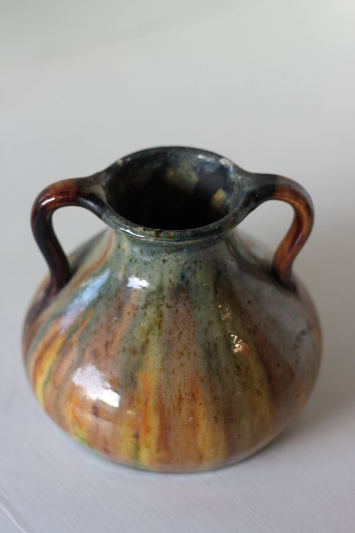 A One Off Two Handled Art Pottery Vase 13.5 cm tall