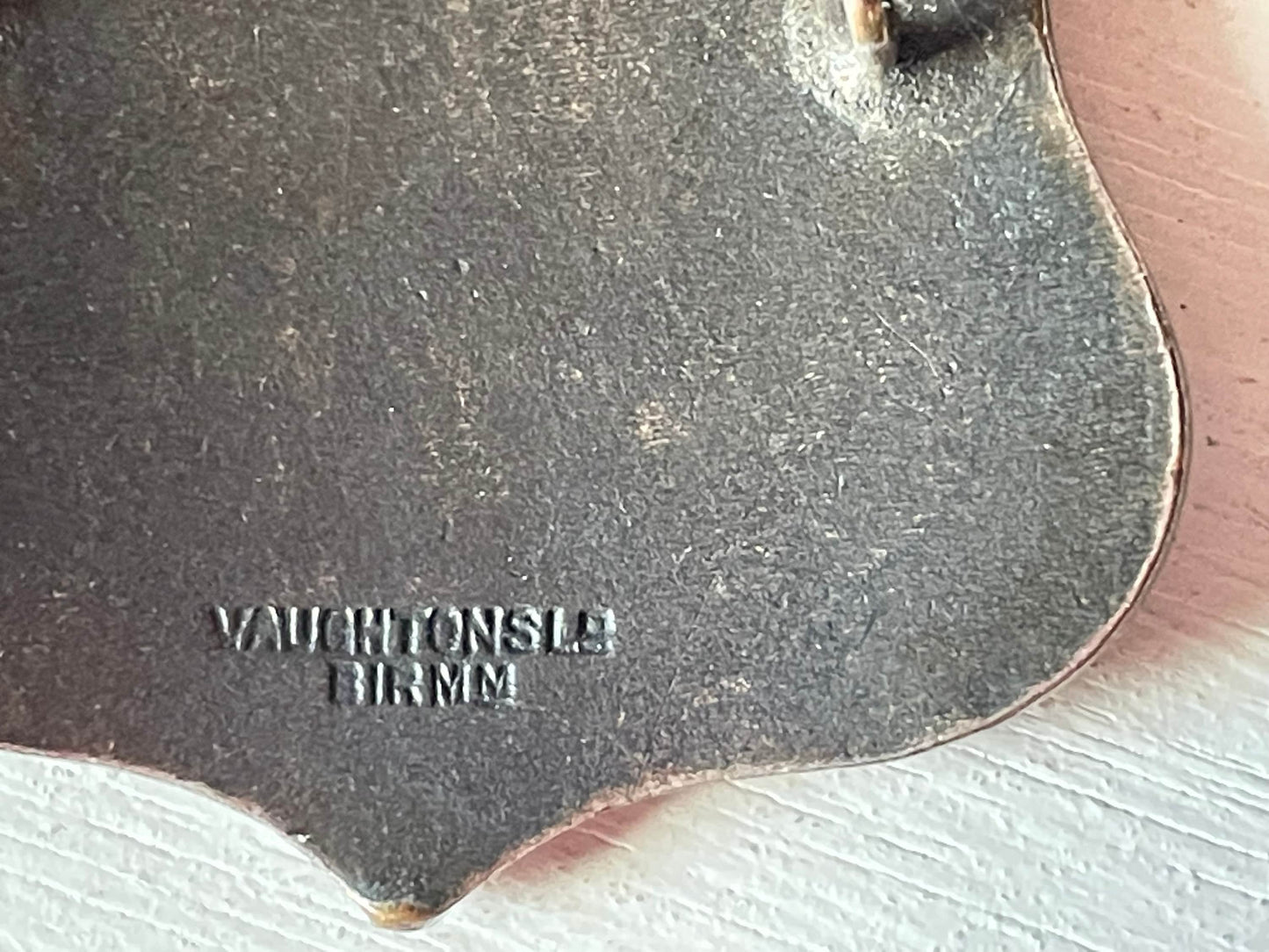 A Pair of Enamelled White Metal Shields Marked Vaughtons Ltd Birmingham c1880