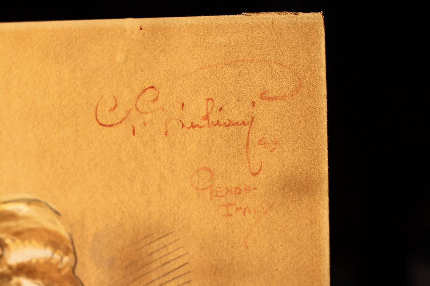 An original Painting on Card Attributed to G. Giuliani- Italian -1949 - Painted in Genoa Italy