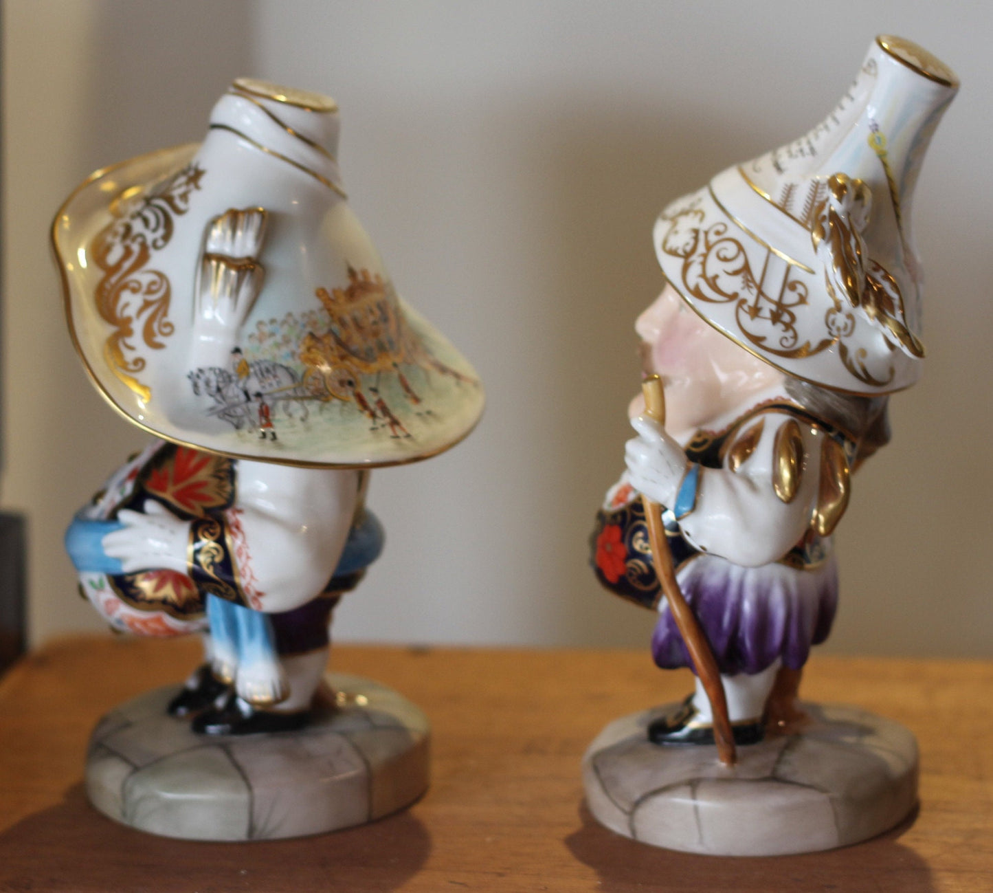 Two limited Edition 6 of 50 Boxed Royal Crown Derby Coronation Tall and Low dwarfs