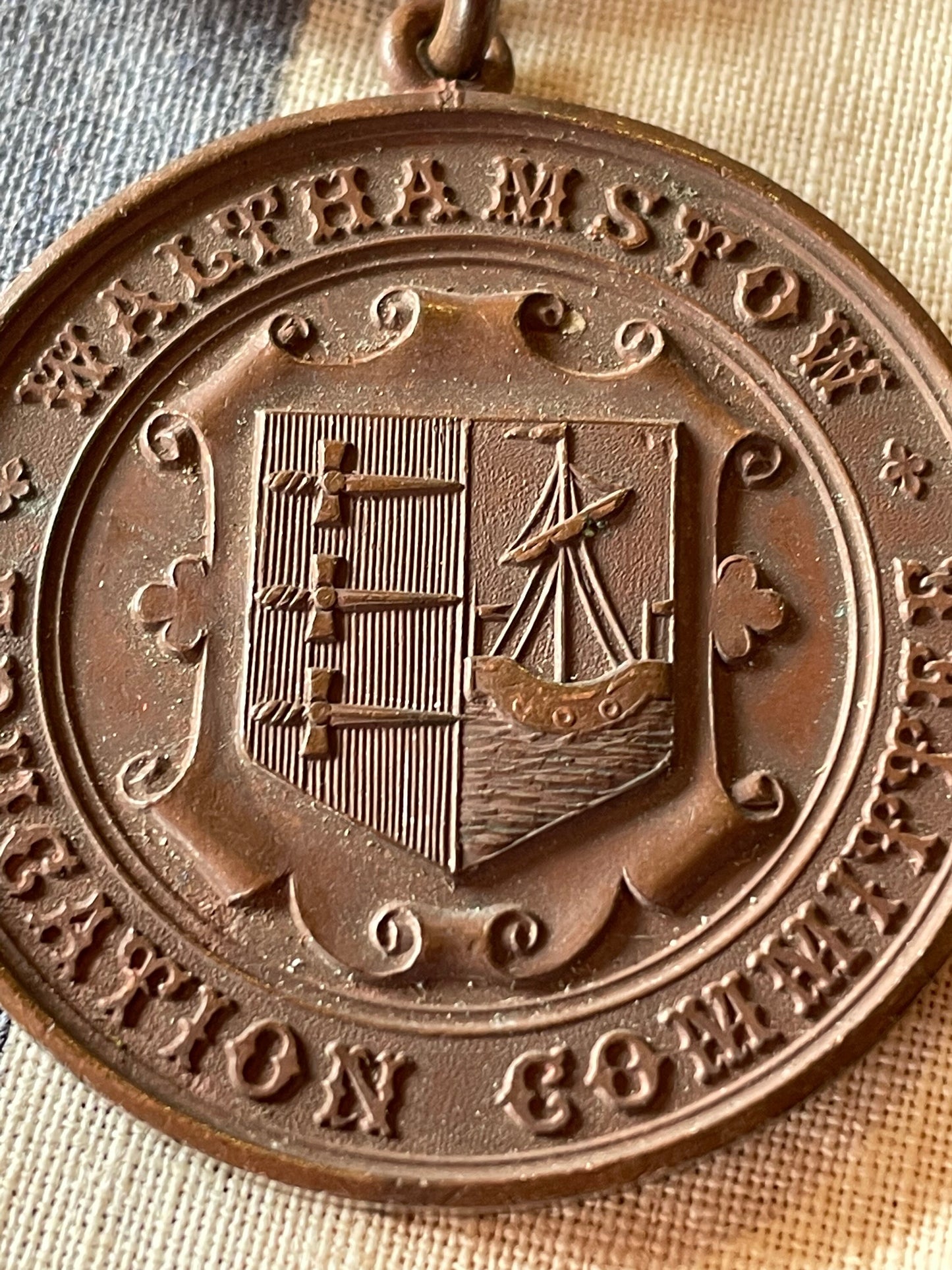 A Walthamstow Education Committee' Medal Fob Awarded to W. Wescome For Regular and Punctual Attendance 1905