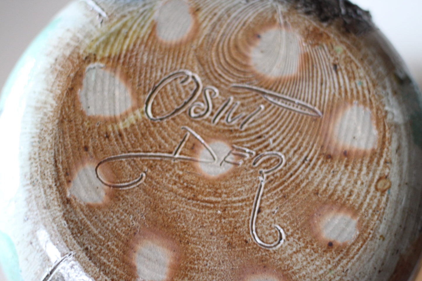 An original Studio Pottery Stoneware Vase, Textured and Painted, Signed to Base, Height 18cm