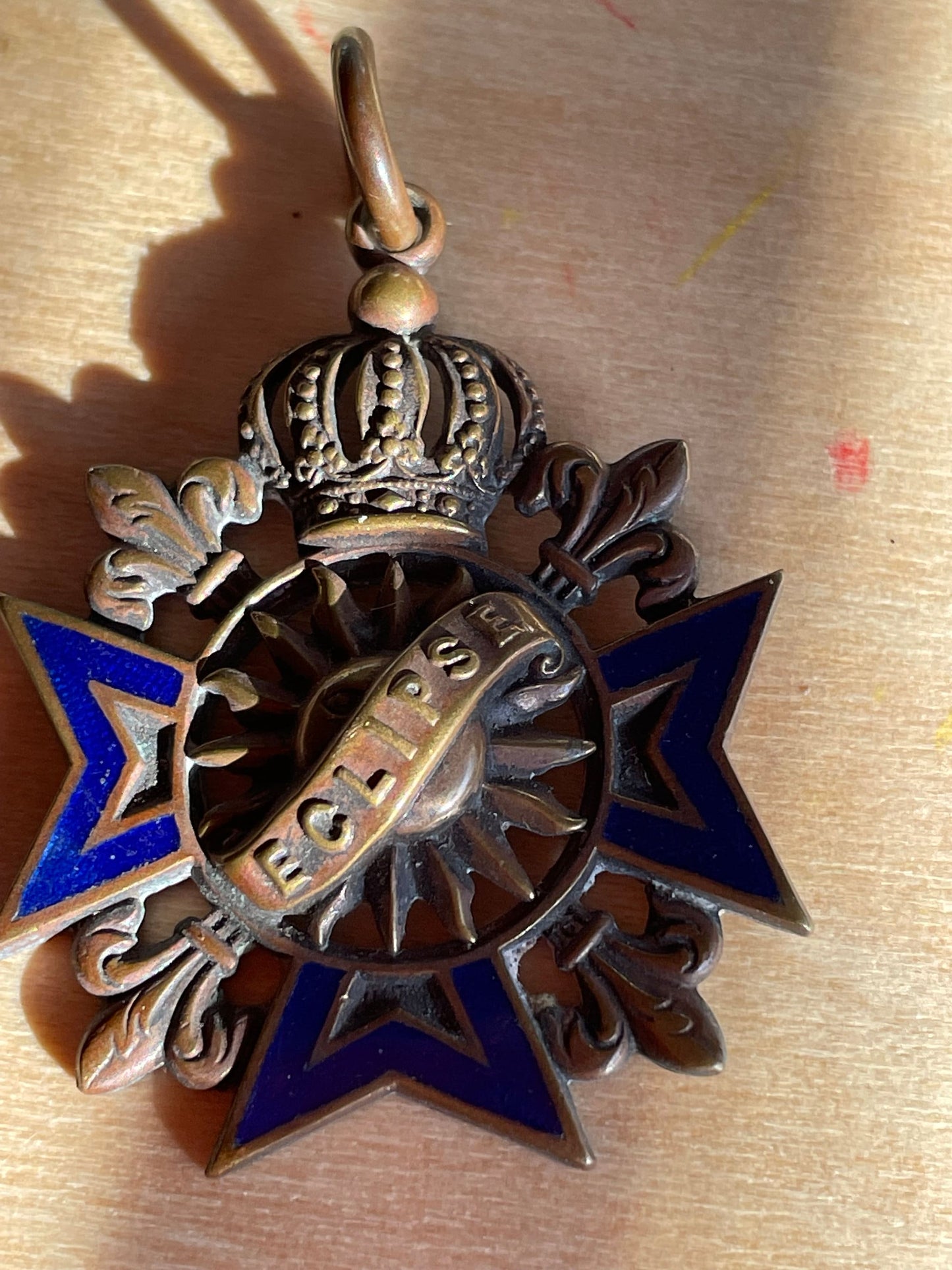 Rare 32mm Cruciform and Enamelled Copper Medal Fob From The Eclipse Horse Race Held at Sandown Park by H Lewis 172 New Bond Street London