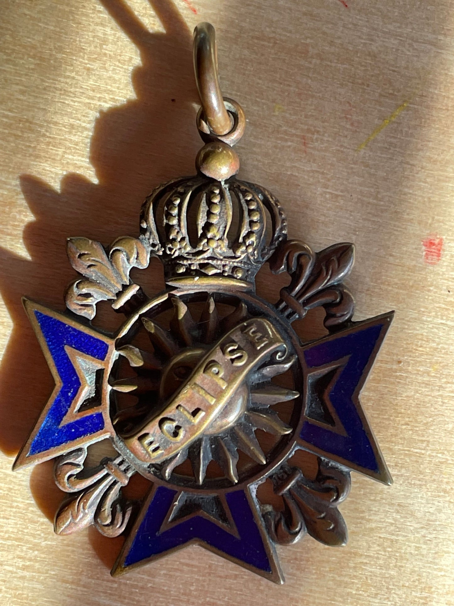 Rare 32mm Cruciform and Enamelled Copper Medal Fob From The Eclipse Horse Race Held at Sandown Park by H Lewis 172 New Bond Street London
