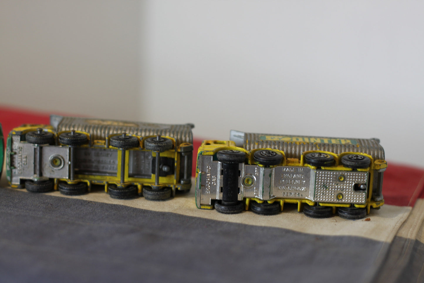 Five Diecast Metal Lesney Toy Trucks - Matchbox Series 51, 4, 32, and 7 From The 1970's - All 7.5cm Long