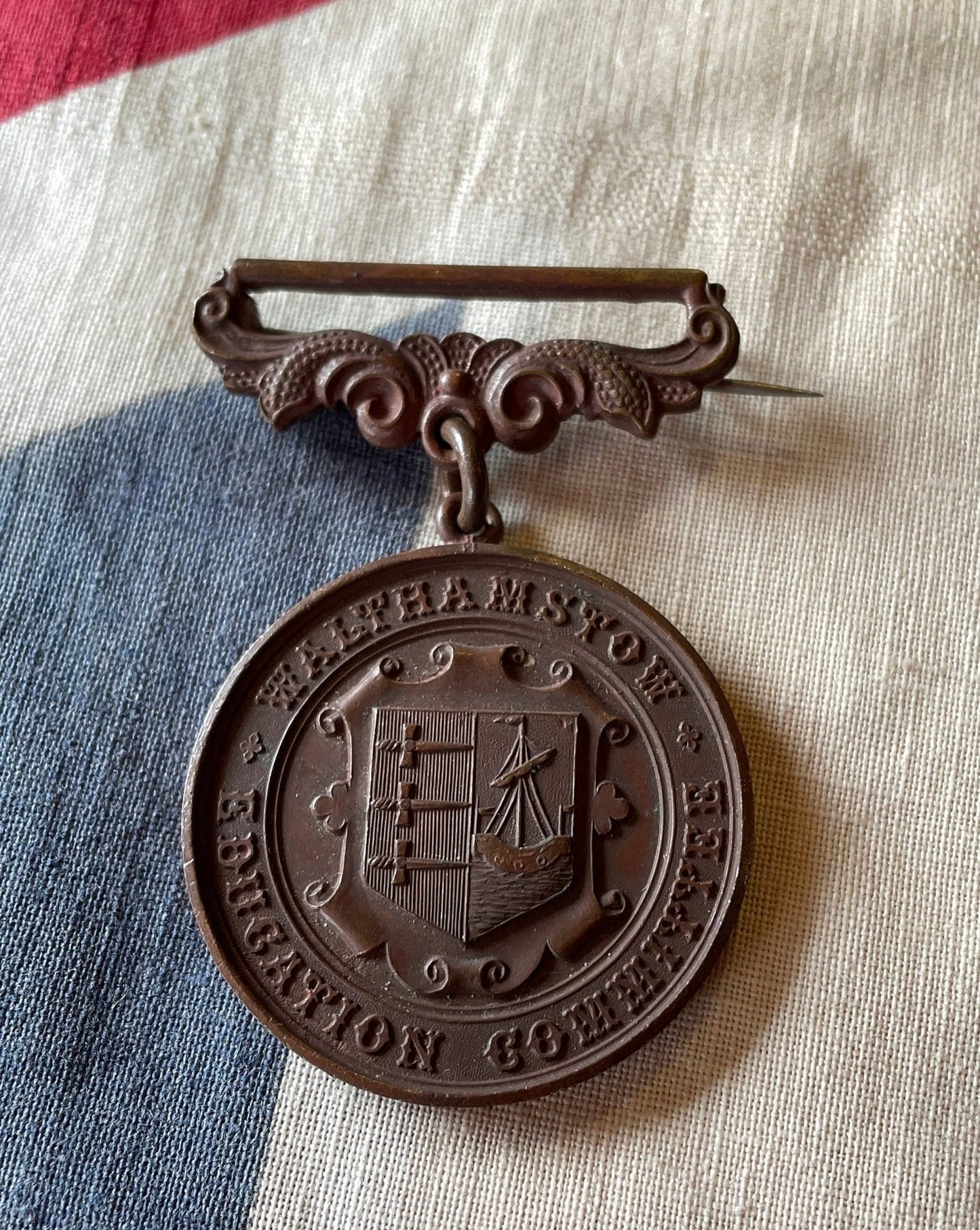 A Walthamstow Education Committee' Medal Fob Awarded to W. Wescome For Regular and Punctual Attendance 1905