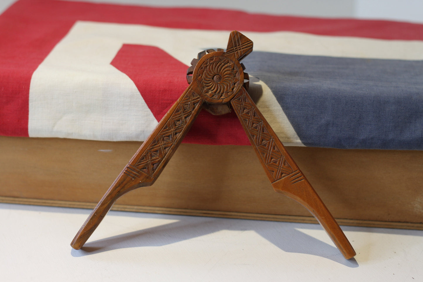 A Set of Vintage Folk Art Hand Carved Wooden Nutcrackers With Decorative Carvings 20cm Long