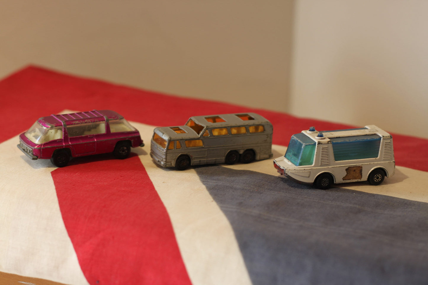 Three Diecast Lesney Toy Bus Vehicles From The 1960's and 70's