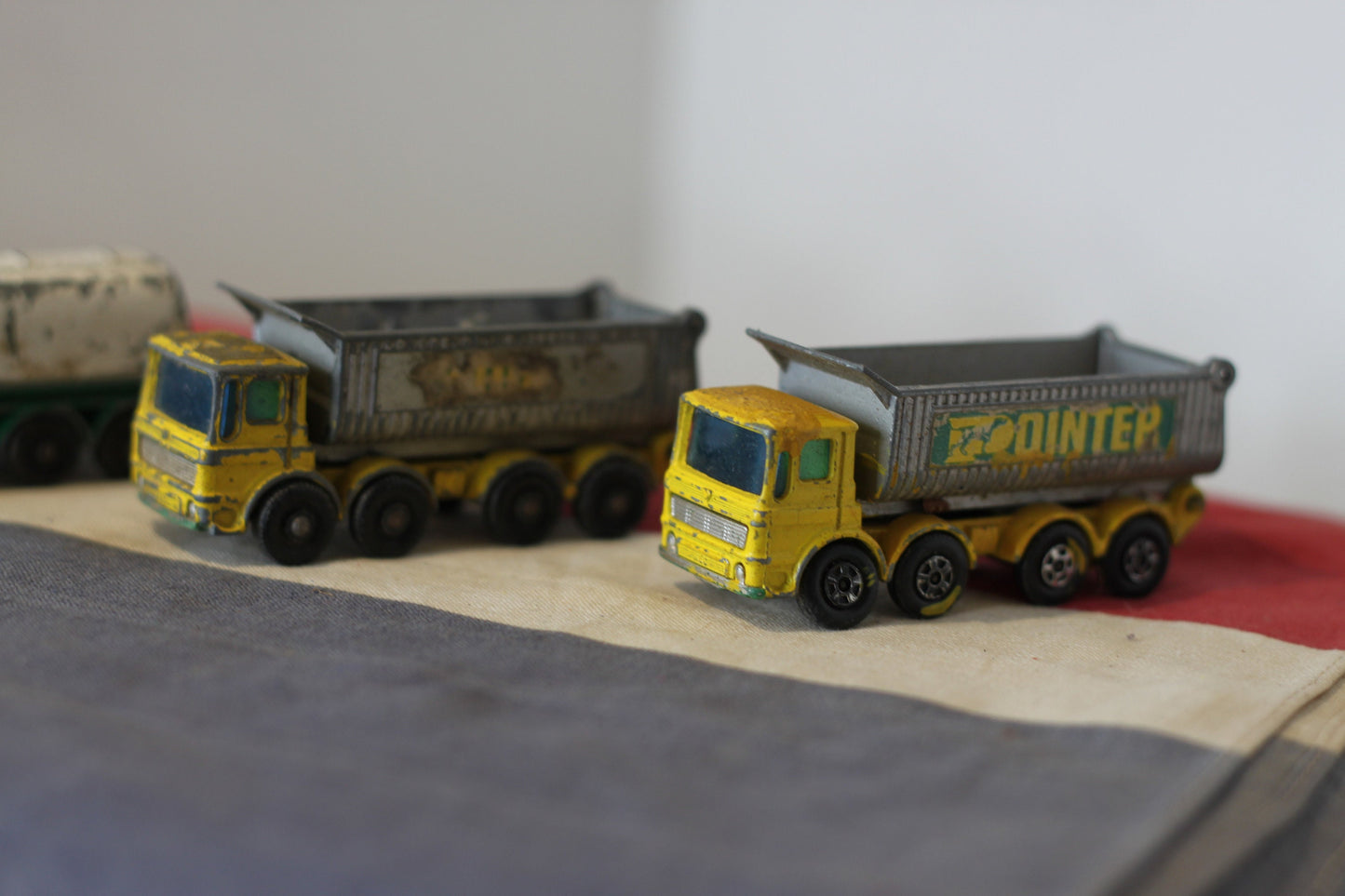 Five Diecast Metal Lesney Toy Trucks - Matchbox Series 51, 4, 32, and 7 From The 1970's - All 7.5cm Long