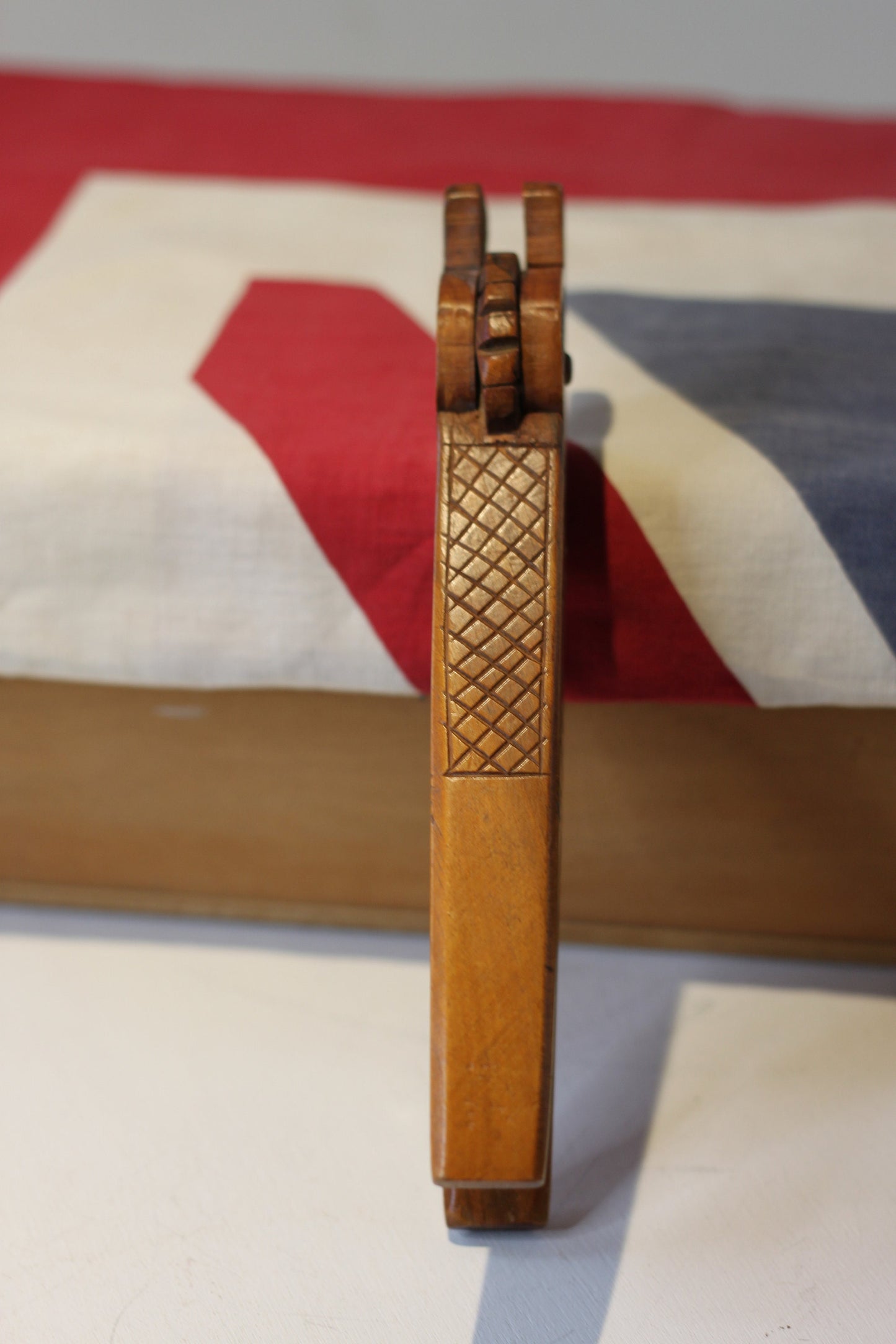 A Set of Vintage Folk Art Hand Carved Wooden Nutcrackers With Decorative Carvings 20cm Long