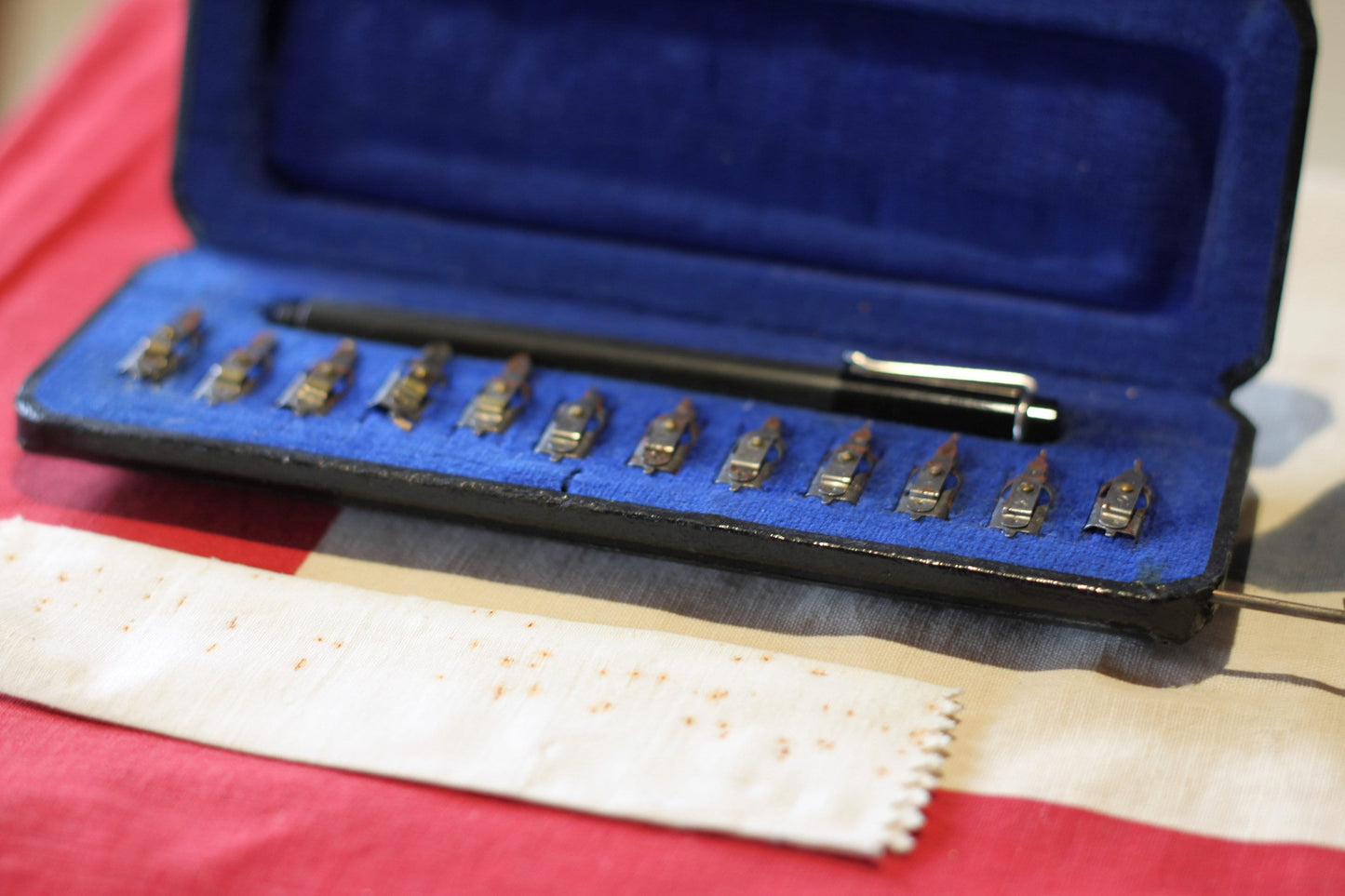 Two Vintage Pelikan Graphos Calligraphy Dip Sets With Blue Velvet Lined Fitted Cases