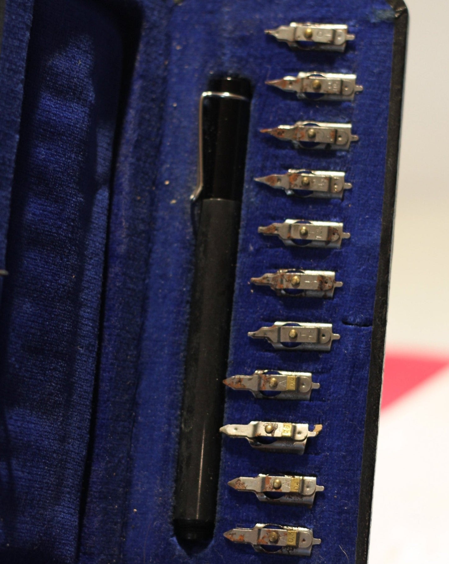 Two Vintage Pelikan Graphos Calligraphy Dip Sets With Blue Velvet Lined Fitted Cases