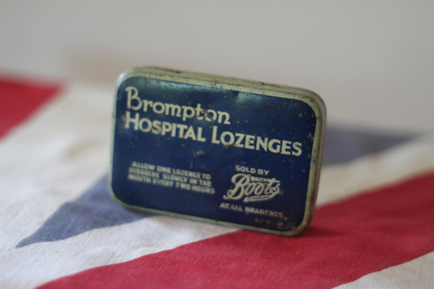 A Vintage Brompton Hospital Lozenges Tin Sold by Boots 8x5.5x1.5cm