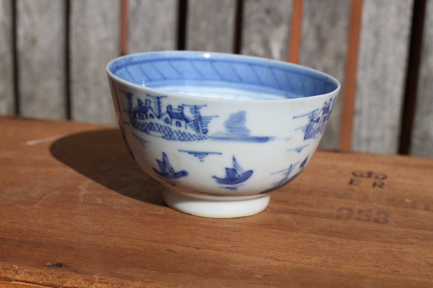 A Chinese Blue and White Porcelain Bowl Hand Painted With a River Landscape, 9.5cm in Diameter