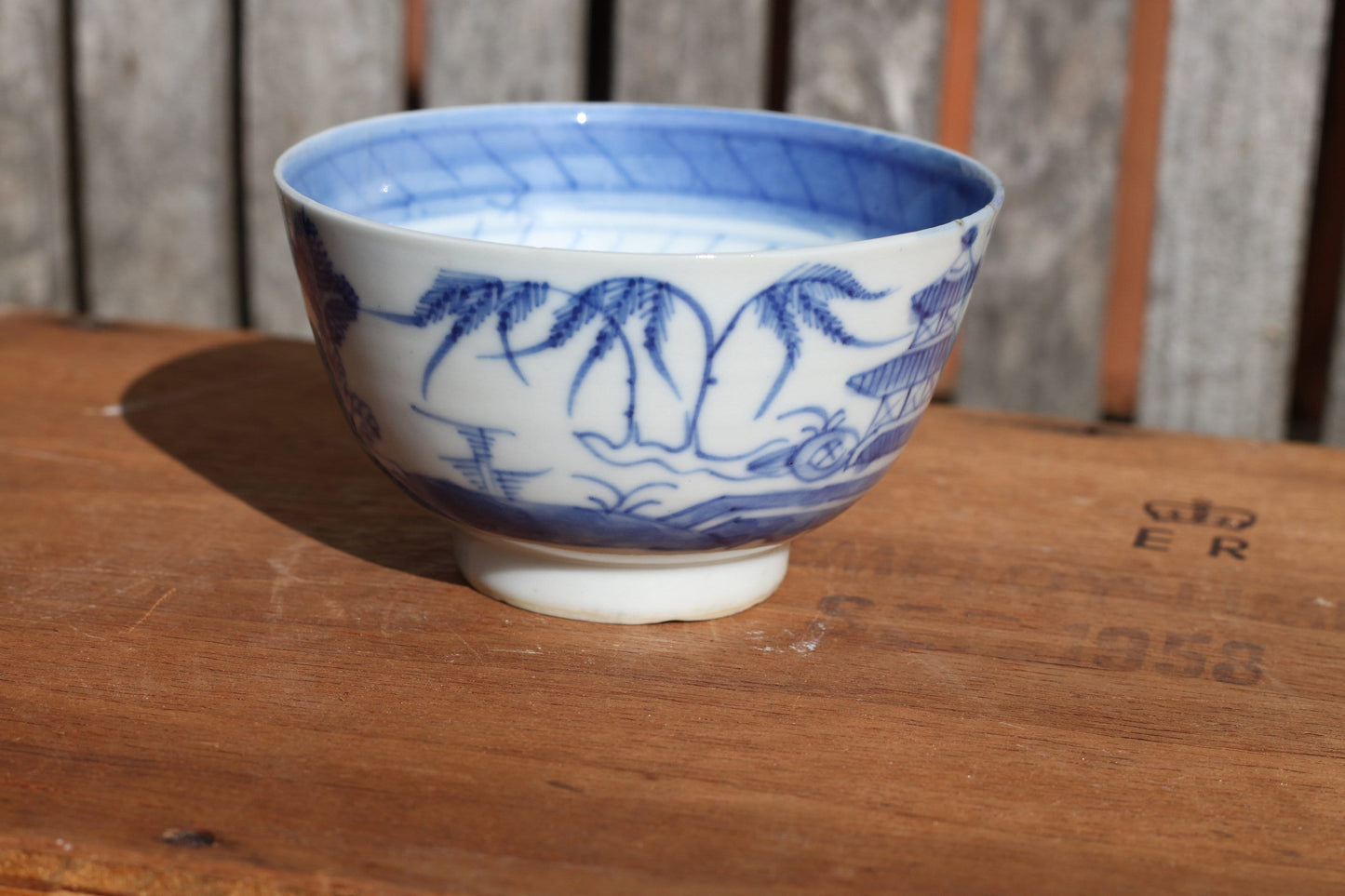 A Chinese Blue and White Porcelain Bowl Hand Painted With a River Landscape, 9.5cm in Diameter