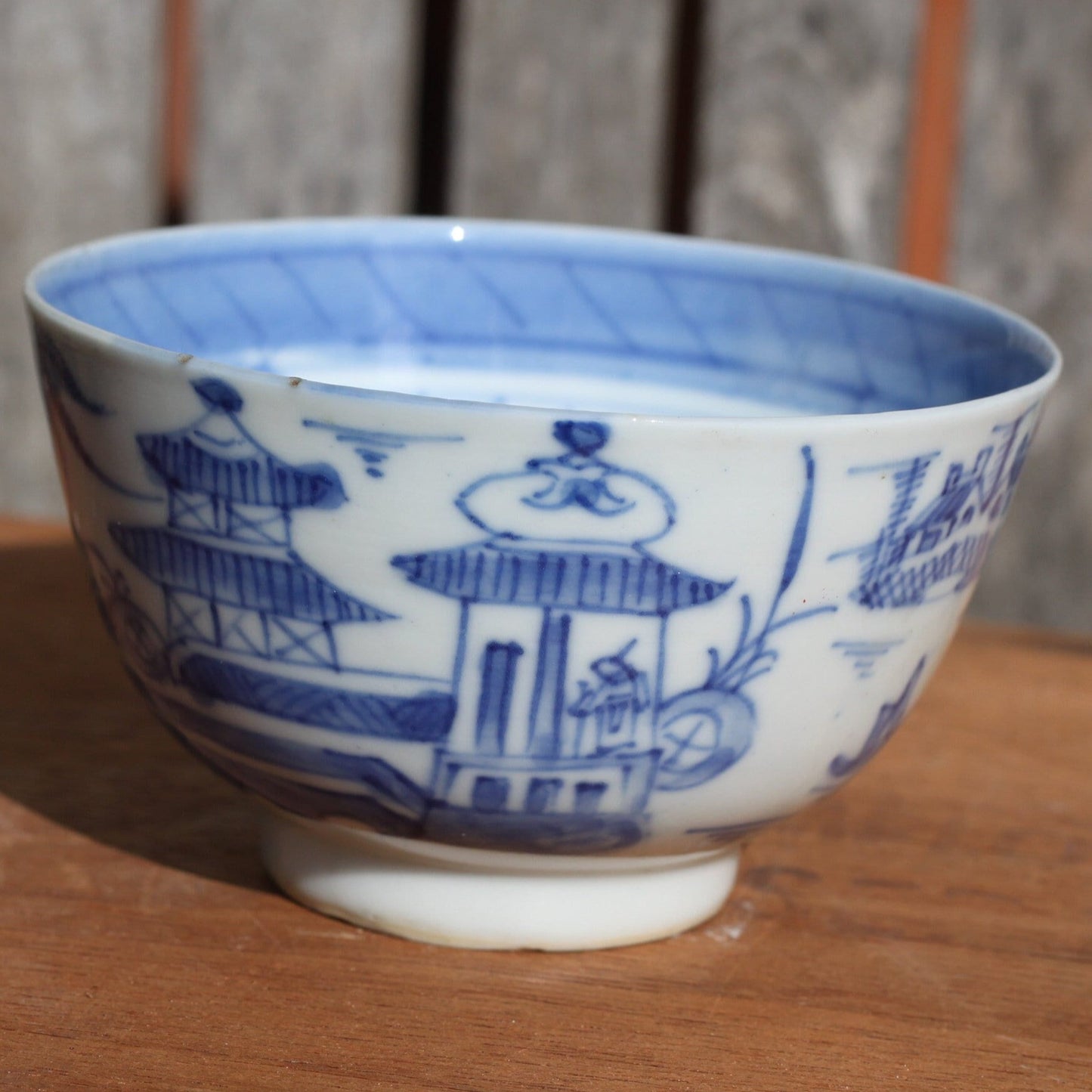 A Chinese Blue and White Porcelain Bowl Hand Painted With a River Landscape, 9.5cm in Diameter