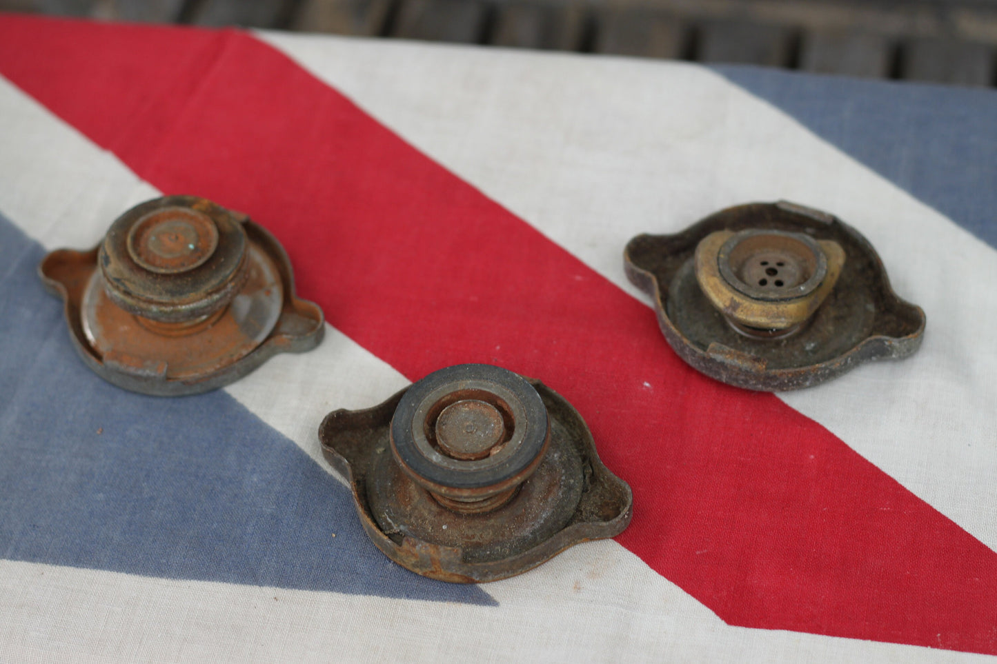 Three Vintage Fuel/Radiator Caps From Vintage Classic Cars