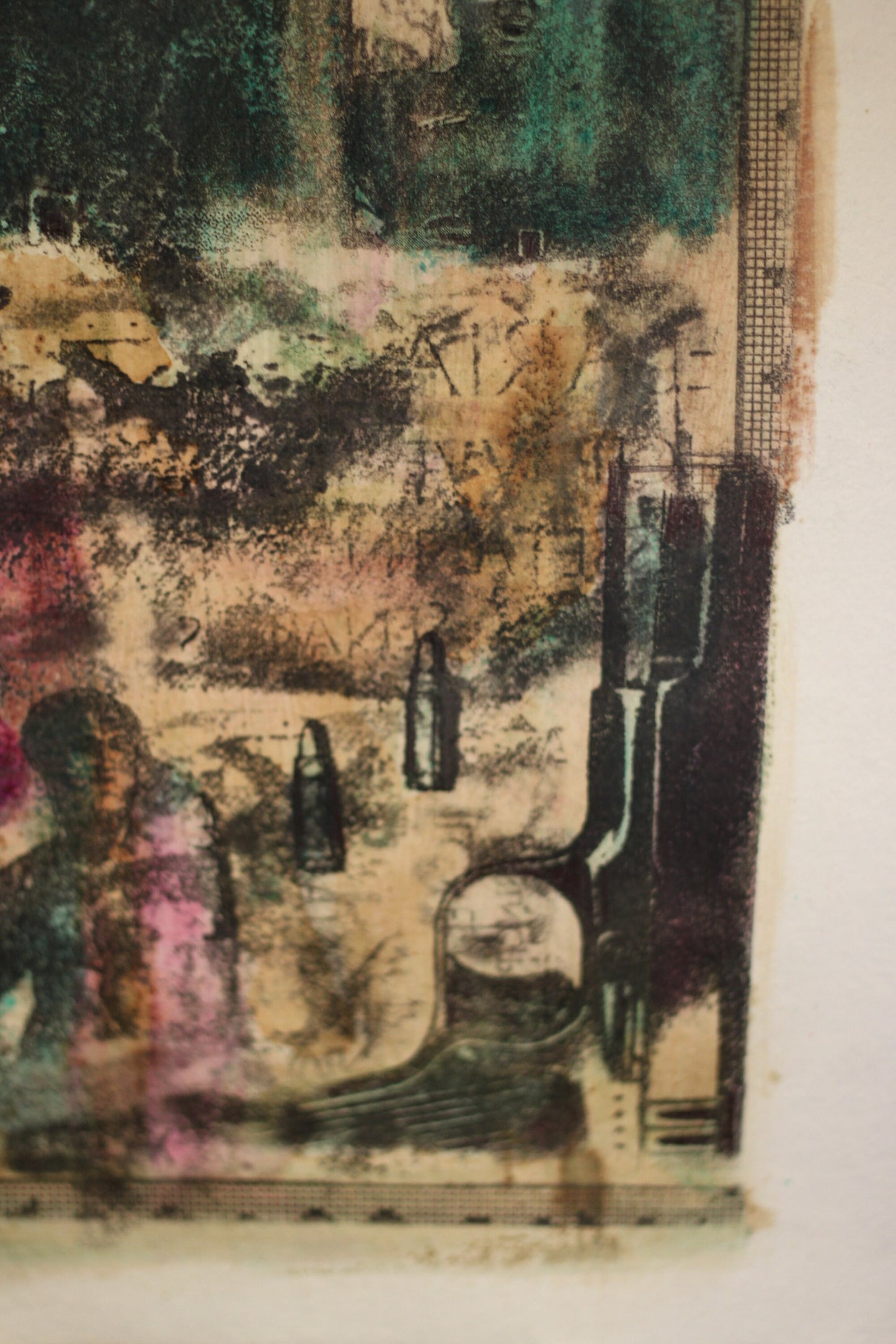 An Original Italian Surrealist Mixed Media Unframed Piece of Art on Thick Gauge Paper- Signed M.E Maggioni 76x57cm