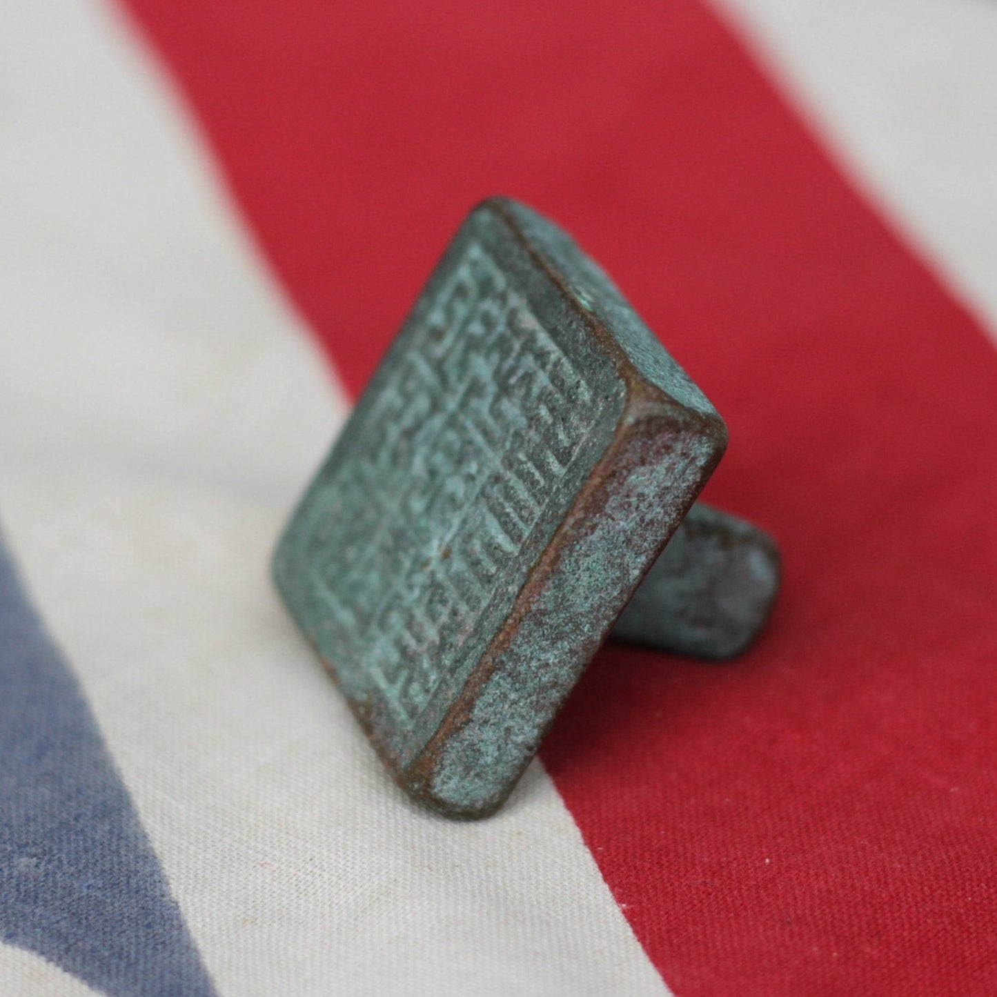 A Chinese Bronze Handled Seal 3.5x3.5cm