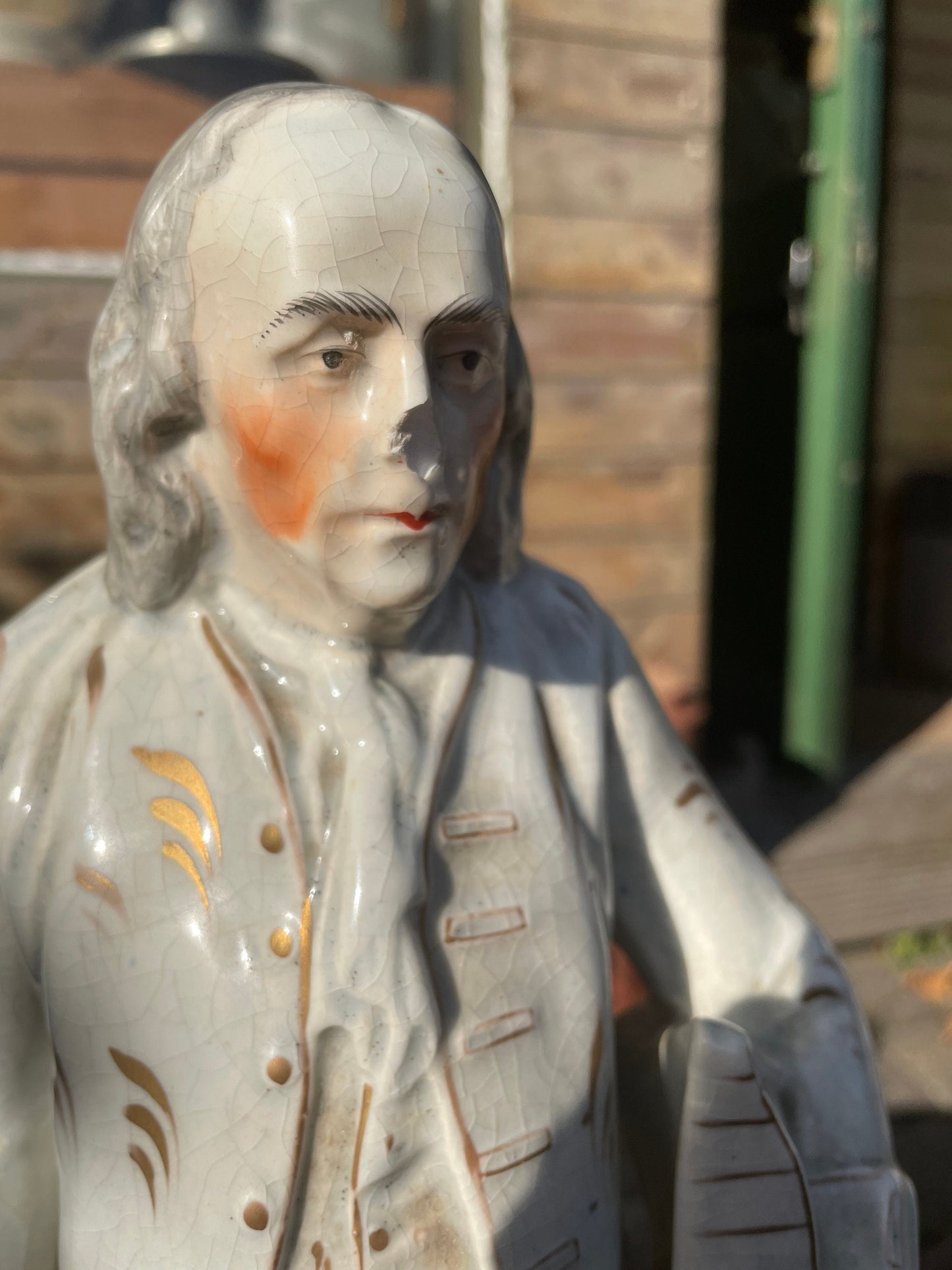 Staffordshire Pottery Portrait Figure of Benjamin Franklin Marked General Washington to The Base 39cm Tall c1860