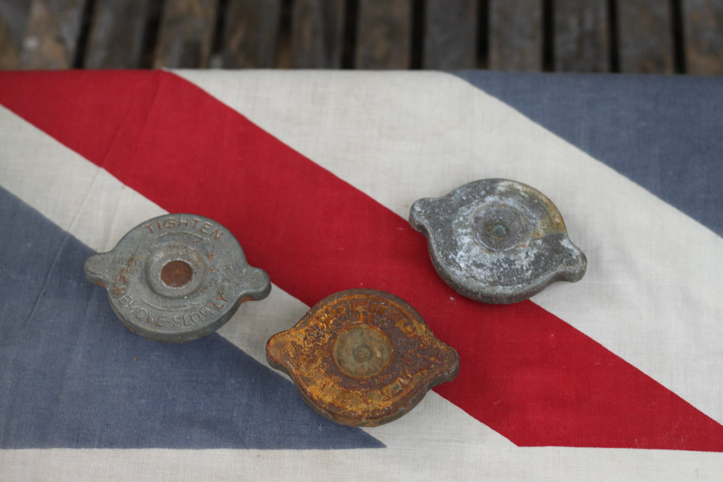 Three Vintage Fuel/Radiator Caps From Vintage Classic Cars