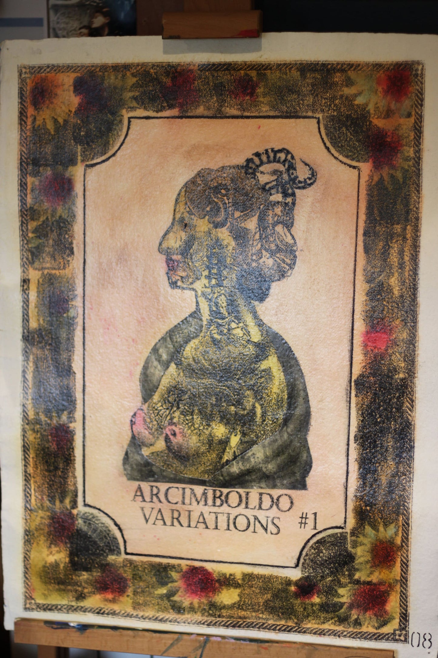 An Original Italian Surrealist Mixed Media Unframed Piece of Art on Thick Gauge Paper- Signed M.E Maggioni 76x57cm