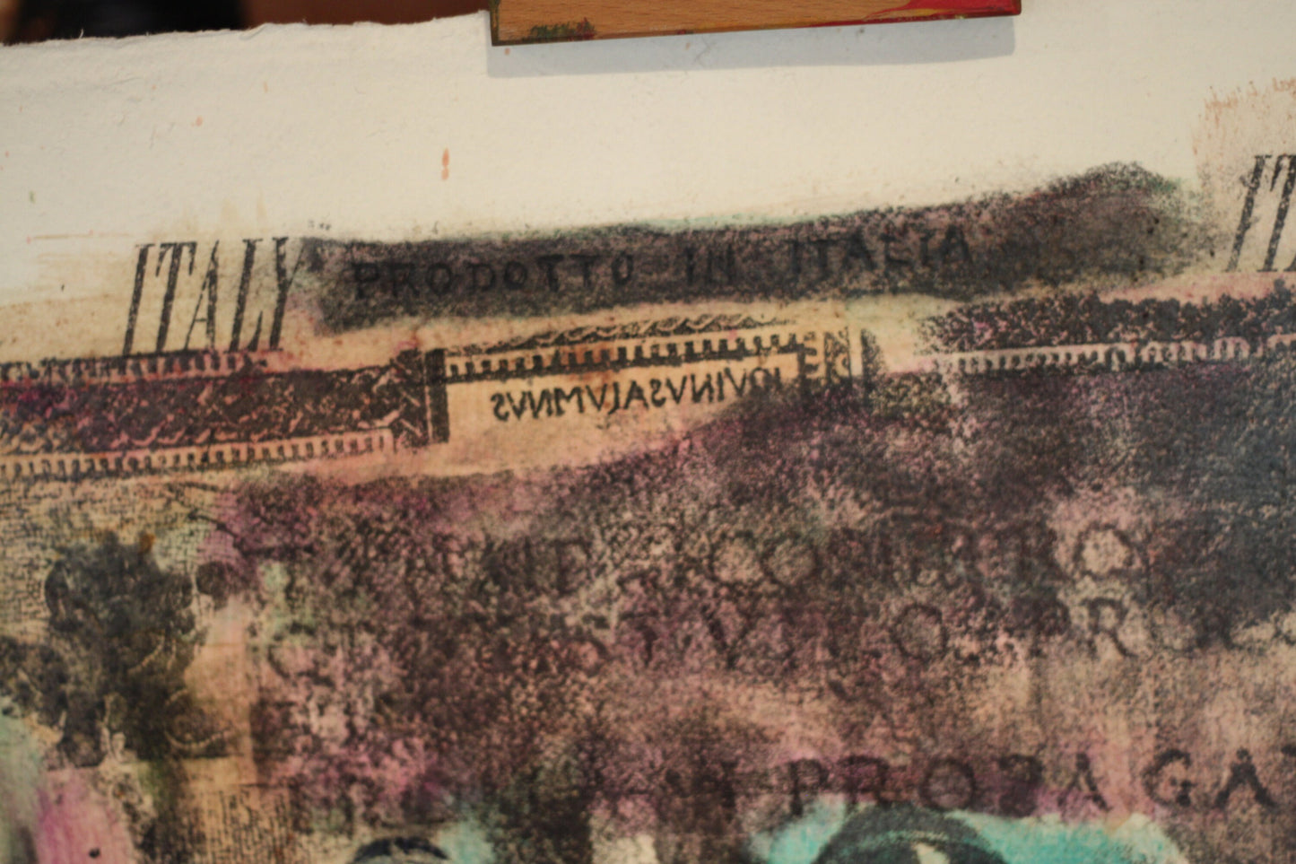 An Original Italian Surrealist Mixed Media Unframed Piece of Art on Thick Gauge Paper- Signed M.E Maggioni 76x57cm