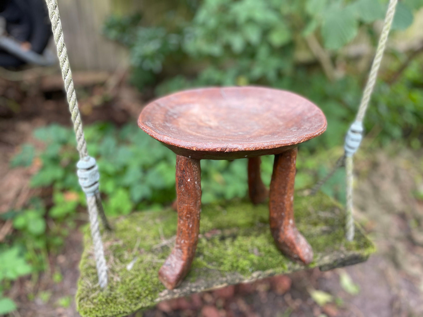 An antique African Kamba Tribal Carved Hardwood Stool With Shallowed Seat 24cm Dia. x 23cm h