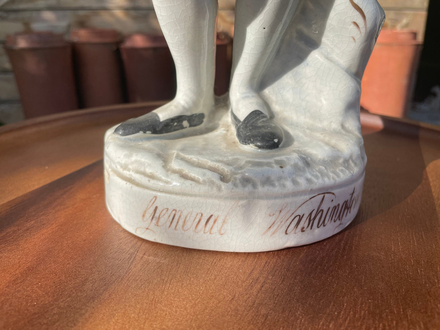 Staffordshire Pottery Portrait Figure of Benjamin Franklin Marked General Washington to The Base 39cm Tall c1860