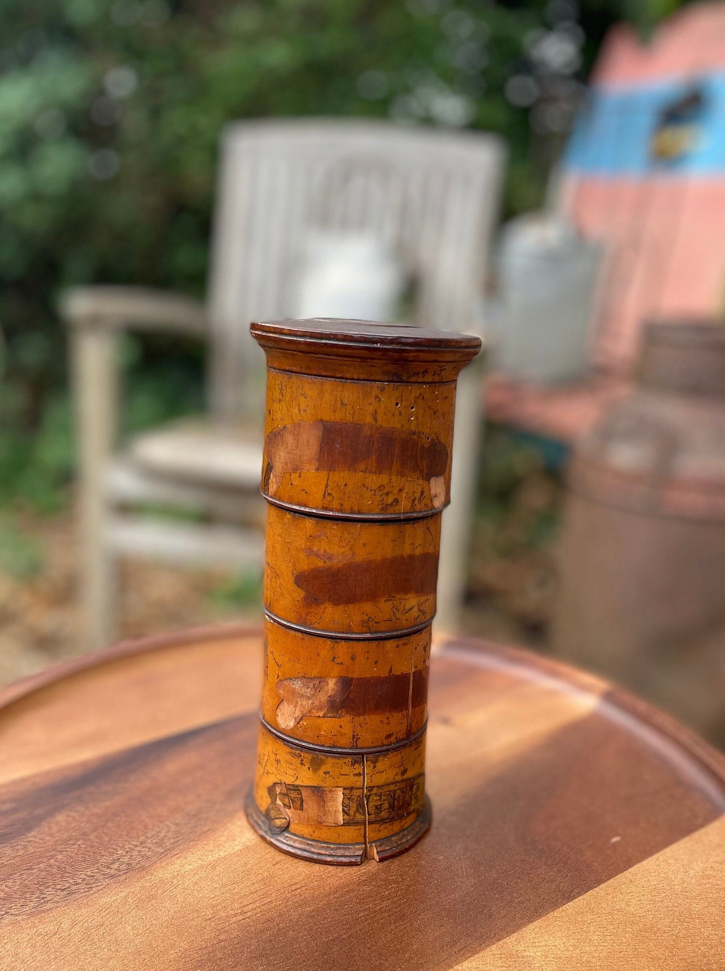 A Late Victorian Turned Sycamore Spice Tower 20cm Tall