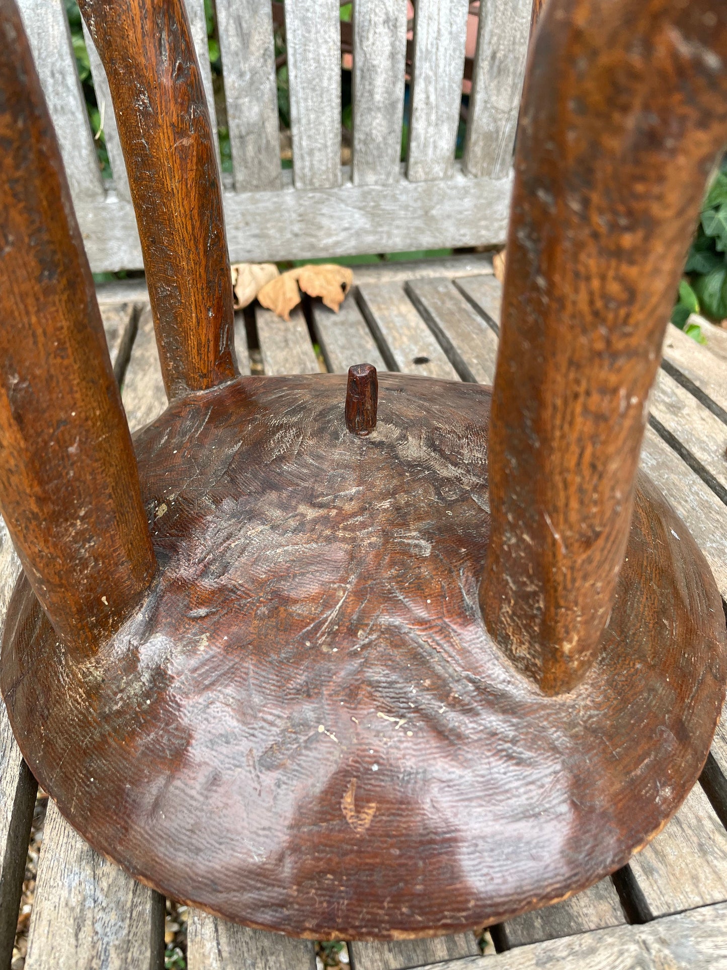 An antique African Kamba Tribal Carved Hardwood Stool With Shallowed Seat 24cm Dia. x 23cm h