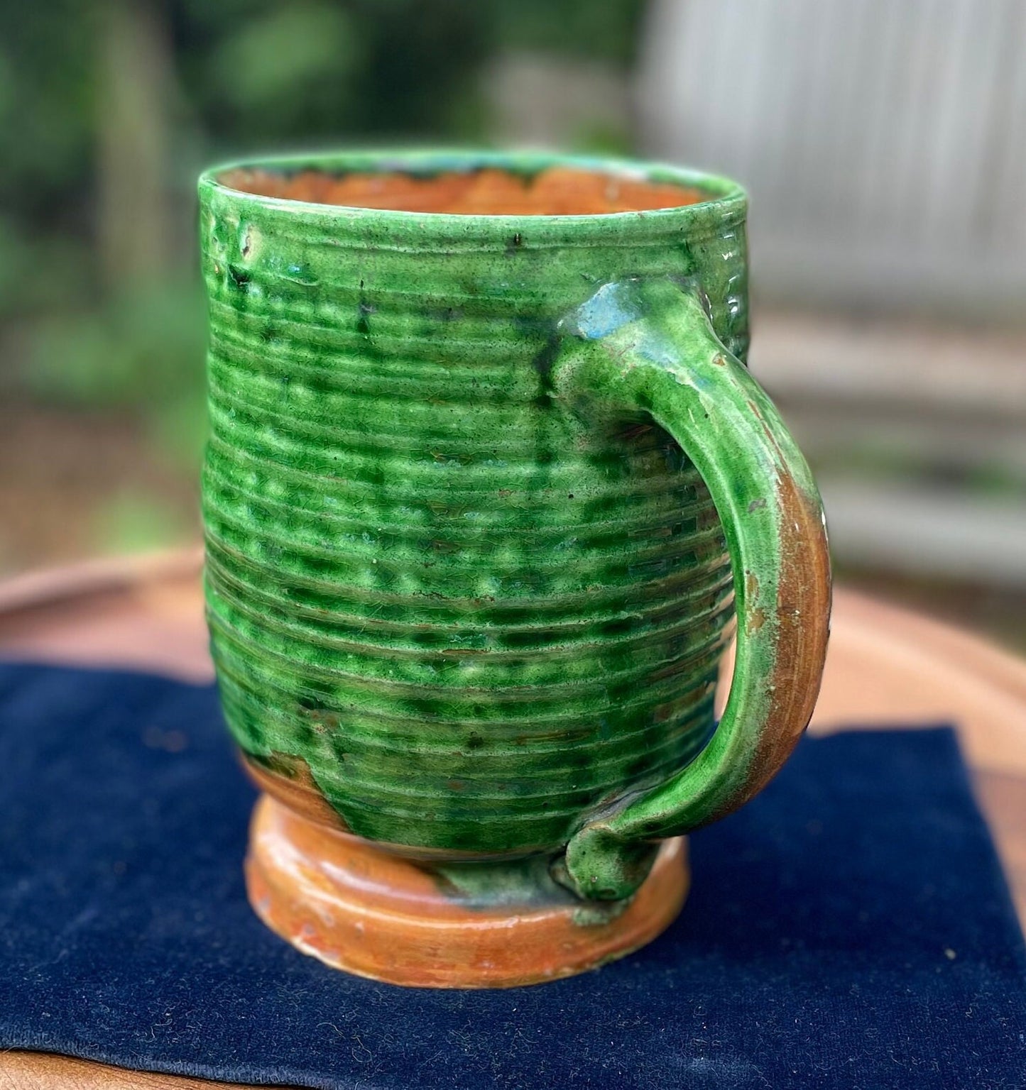 A 19th Century Green Glazed Two Handled Loving Cup by Edwin Beer Fishley for Fremington Pottery Devon (1832 - 1911) 15.5cm Tall