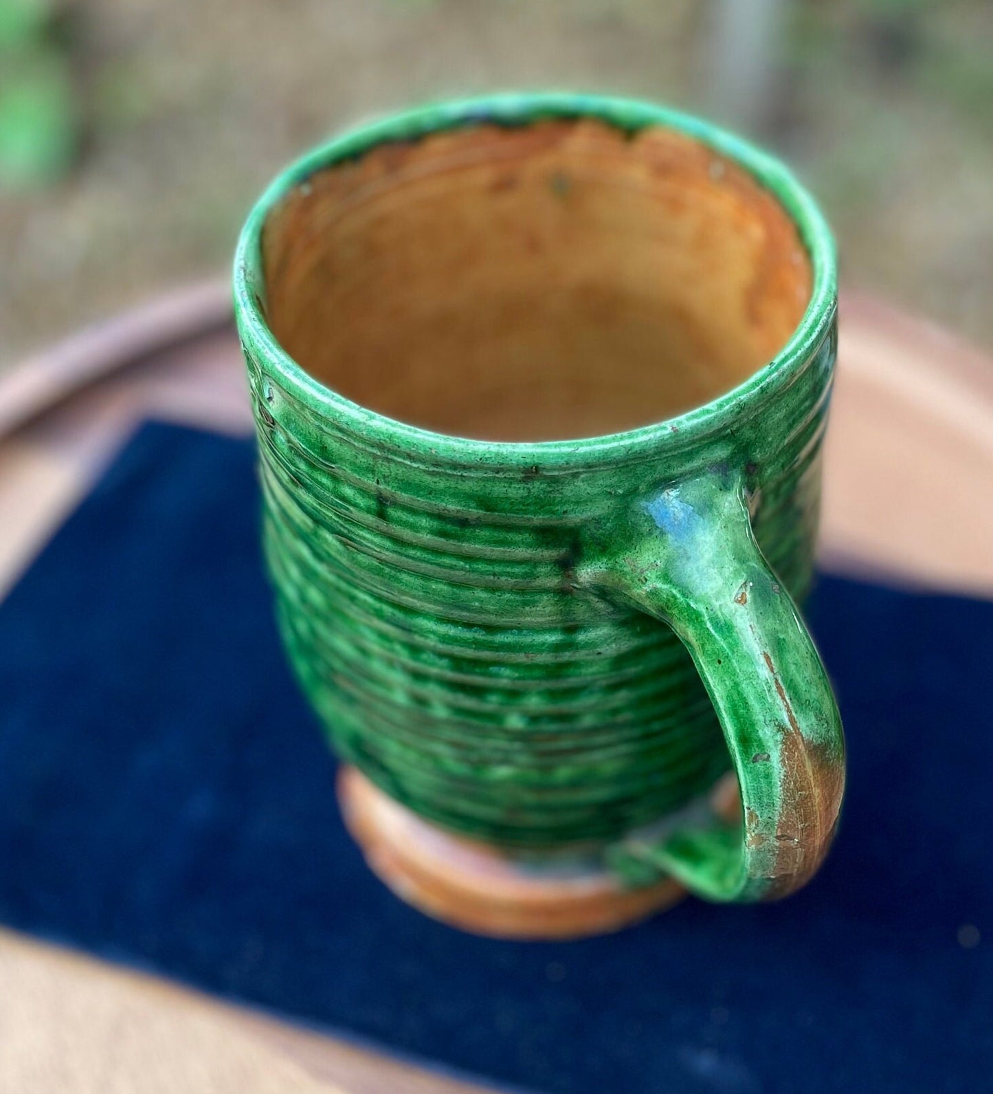 A 19th Century Green Glazed Two Handled Loving Cup by Edwin Beer Fishley for Fremington Pottery Devon (1832 - 1911) 15.5cm Tall