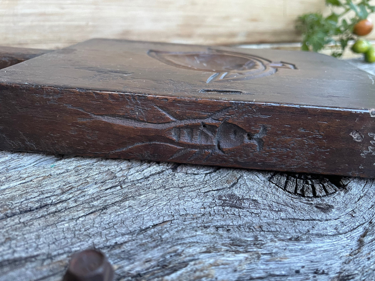 A Hand Carved Hardwood 19th/early 20th Century Japanese Wooden Reversible Rice Mould 27.5cm Long incl. Handle