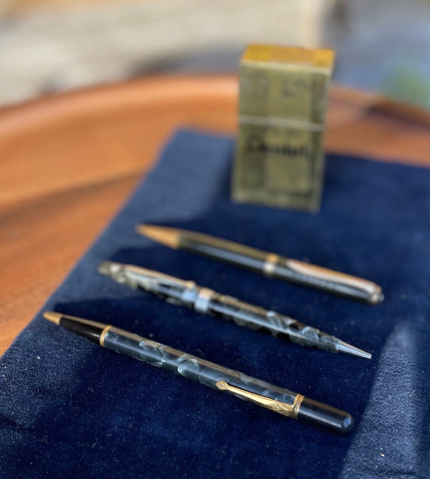 Vintage Pen & Pencil Set – Conway Stewart Nippy, Sheaffer Silver Pearl, Faber-Castell 189 Degussa – Collectors 1930s–50s