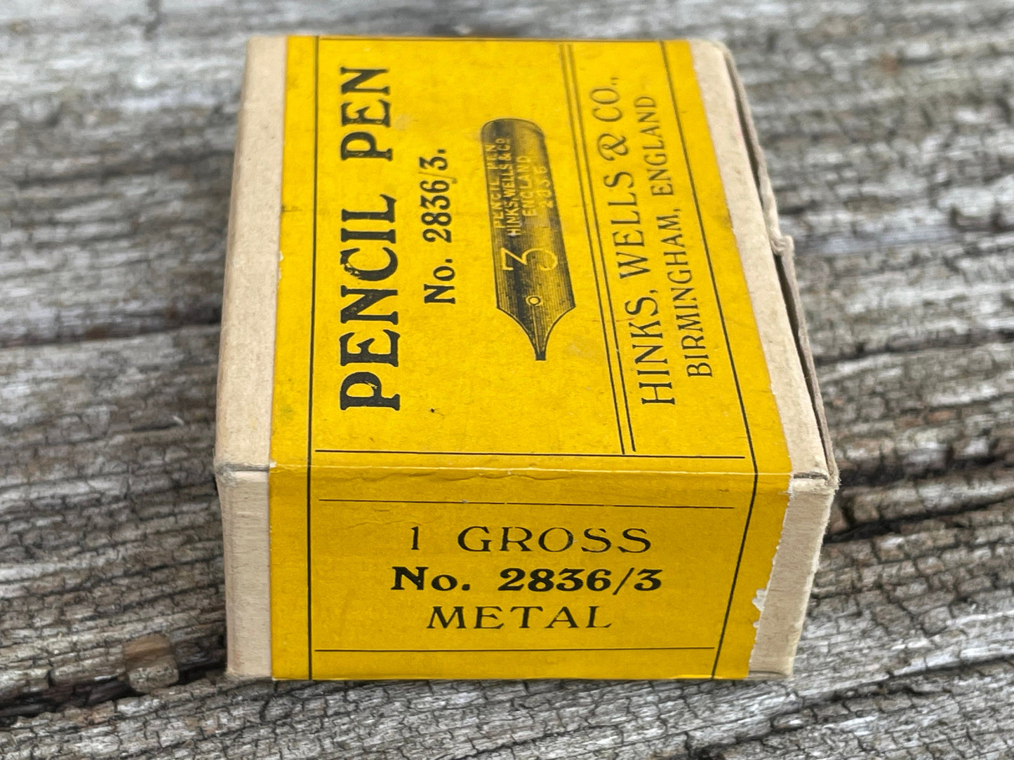 A Vintage Unopened Full Box of Pencil Pen Nibs by Hinks, Wells and Co No. 2836/3 Metal - 144 nibs (1 Gross)